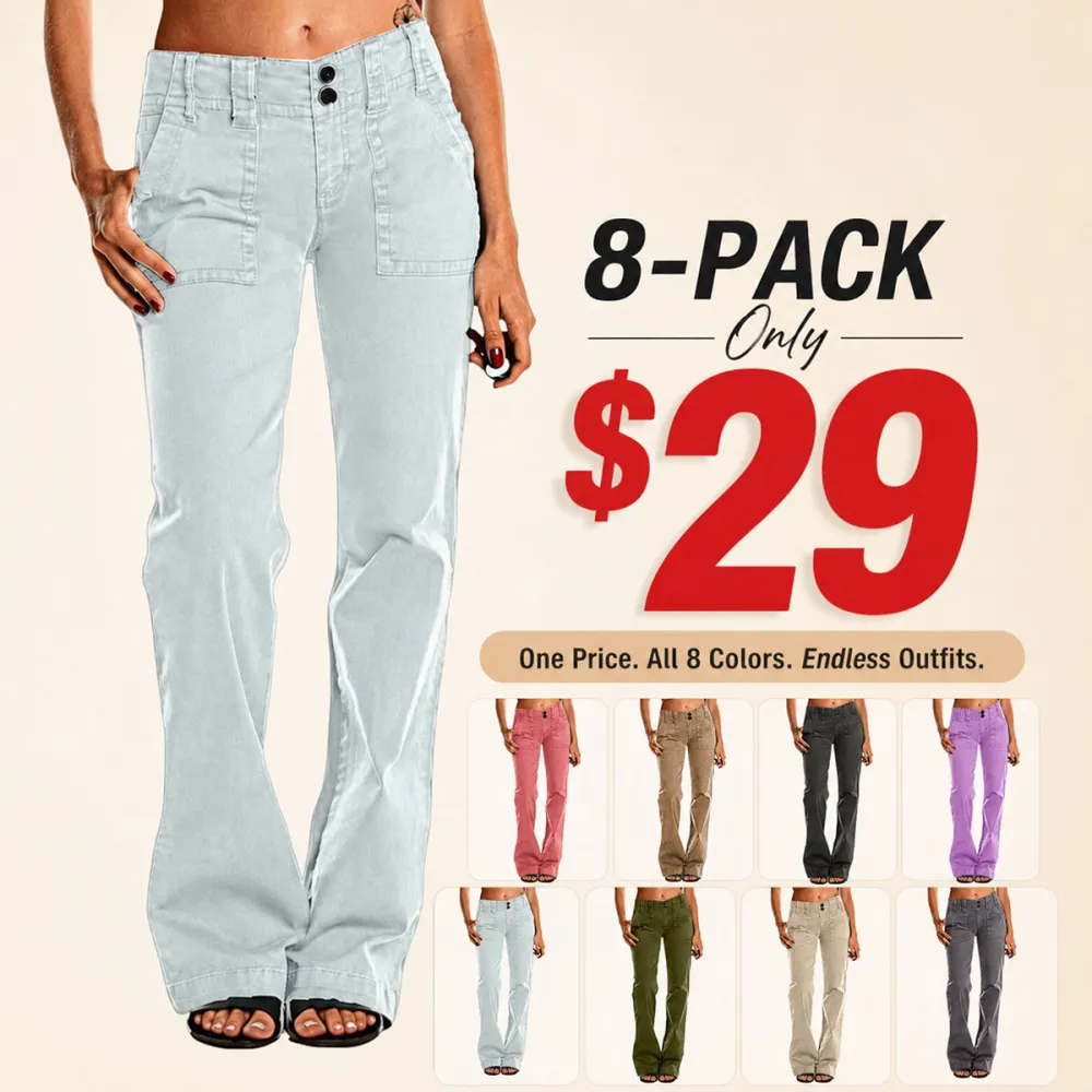 ?Limited-Time Offer?- Double Button Mid Waist Straight Leg Pants