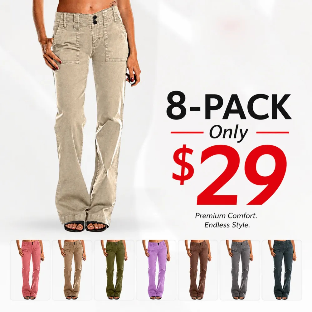 ?Limited-Time Offer?- Double Button Mid Waist Straight Leg Pants