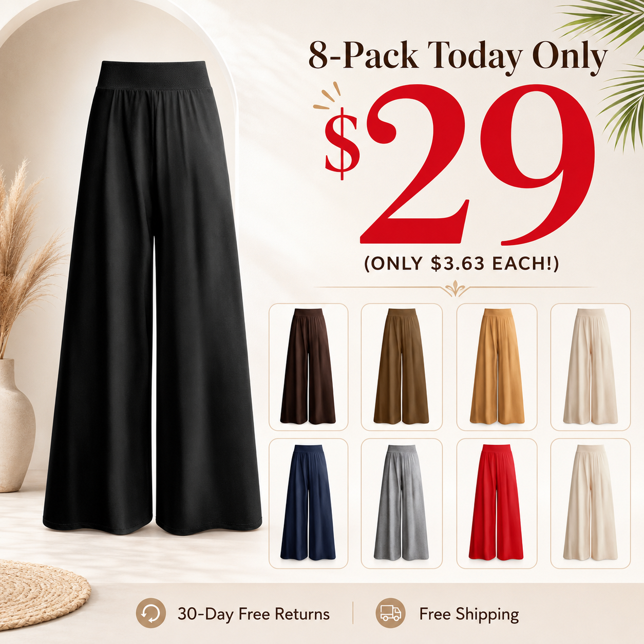 Women's High Waist Wide Leg Casual Pants