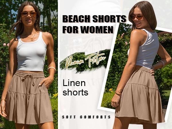 ?SS26 Collection?TARSE Womens Linen Blend Wide Leg Flowy Culotte Shorts Drawstring Loose Fit Summer Casual Lightweight Comfy Vacation Wear