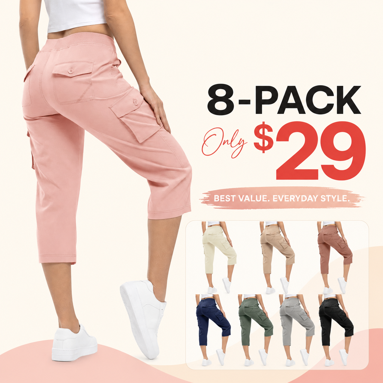 Women's Lightweight Hiking Capris: Quick-Dry 6 Pockets, Loose Fit2