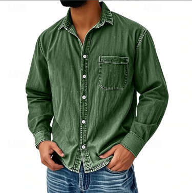Summer Hot Sale: 10 pack for $32.99 - Men's Vintage Washed Cotton Denim Shirt
