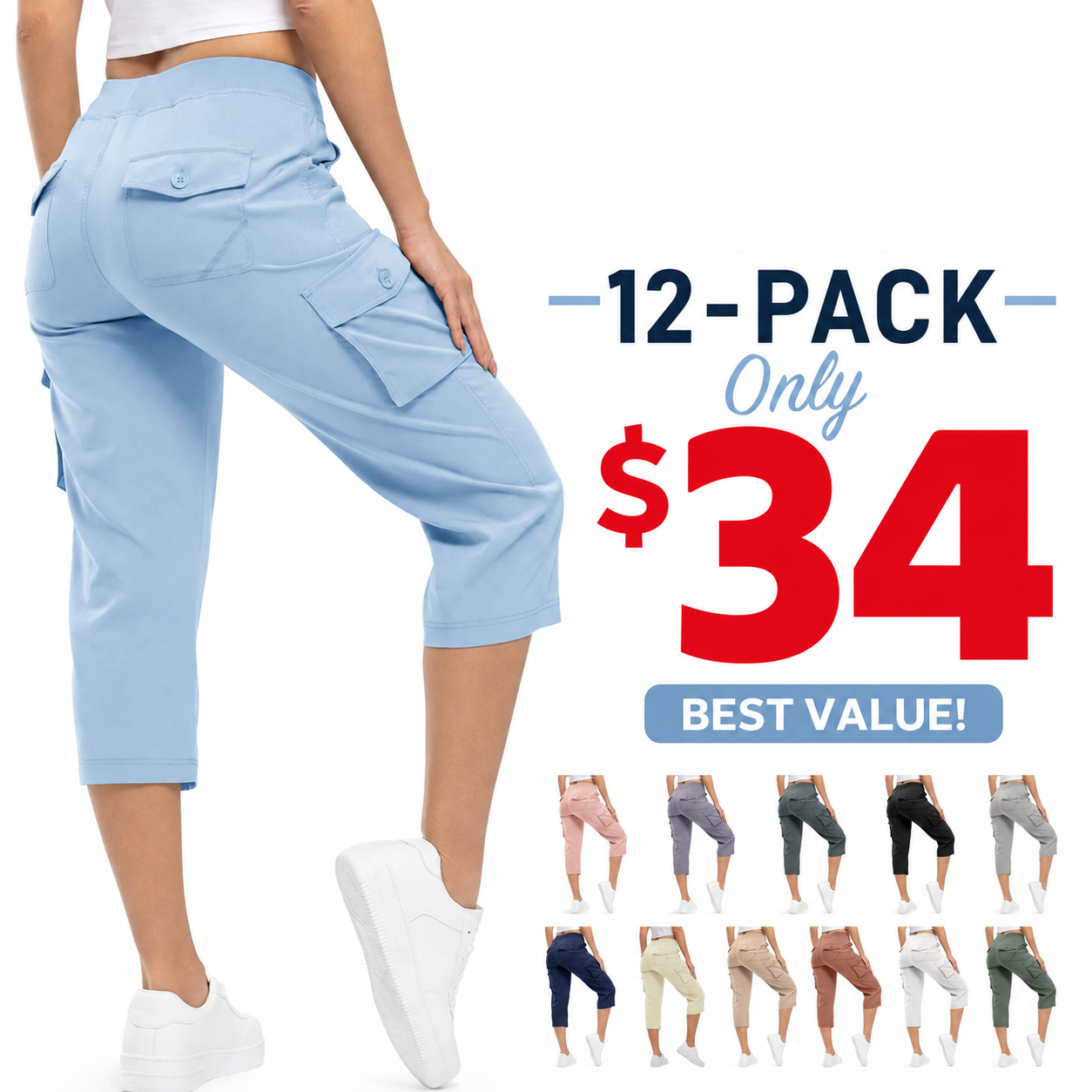 Women's Lightweight Hiking Capris: Quick-Dry 6 Pockets, Loose Fit2