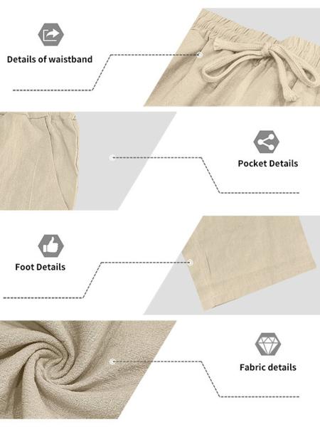 Men's Trendy Linen Hooded Two-Piece Set, Casual Vacation Style, Loose Fit Breathable Fabric, Hoodie & Wide-Leg Pants, Spring & Fall Wear