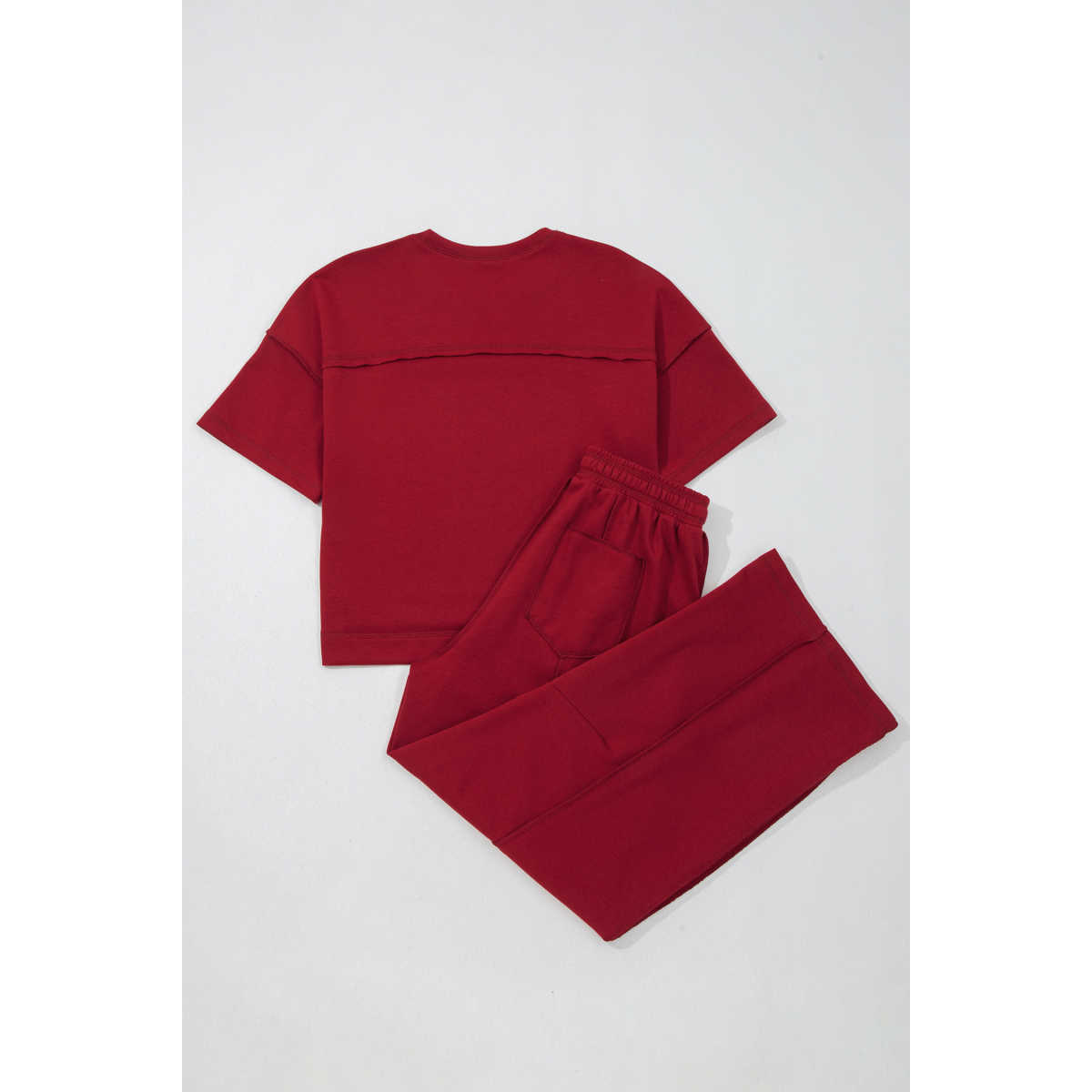 Women's 2-Piece Matching Set - Chic Solid Short-Sleeve Drop-Shoulder Boxy Tee & Barrel Pants, Modern Casual Silhouette, 80% Polyester 20% Cotton Women's T Shirts for Everyday Wear, Travel, Matching Sets For Women,summeroutfits,vacationoutfits,bathingsuitw Women's 2-Piece Matching Set - Chic Solid Short-Sleeve Drop-Shoulder Boxy Tee & Barrel Pants, Modern Casual Silhouette, 80% Polyester 20% Cotton Women's T Shirts for Everyday Wear, Travel, Matching Sets For Women,summeroutfits,vacationoutfits,bathingsuitw