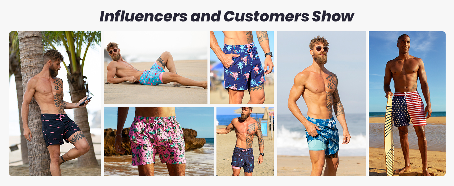 2 in 1 Mens Swim Trunks 7 Inch Swim Shorts
