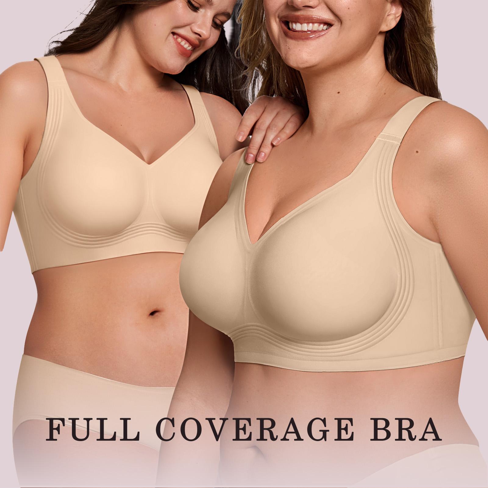 OEAK Womens Jelly Bras Full Coverage Wireless Supportive Bra Push Up Plus Size Comfort Soft No Underwire Seamless Comfortable Wireless T-Shirt Everyday Bras Wings