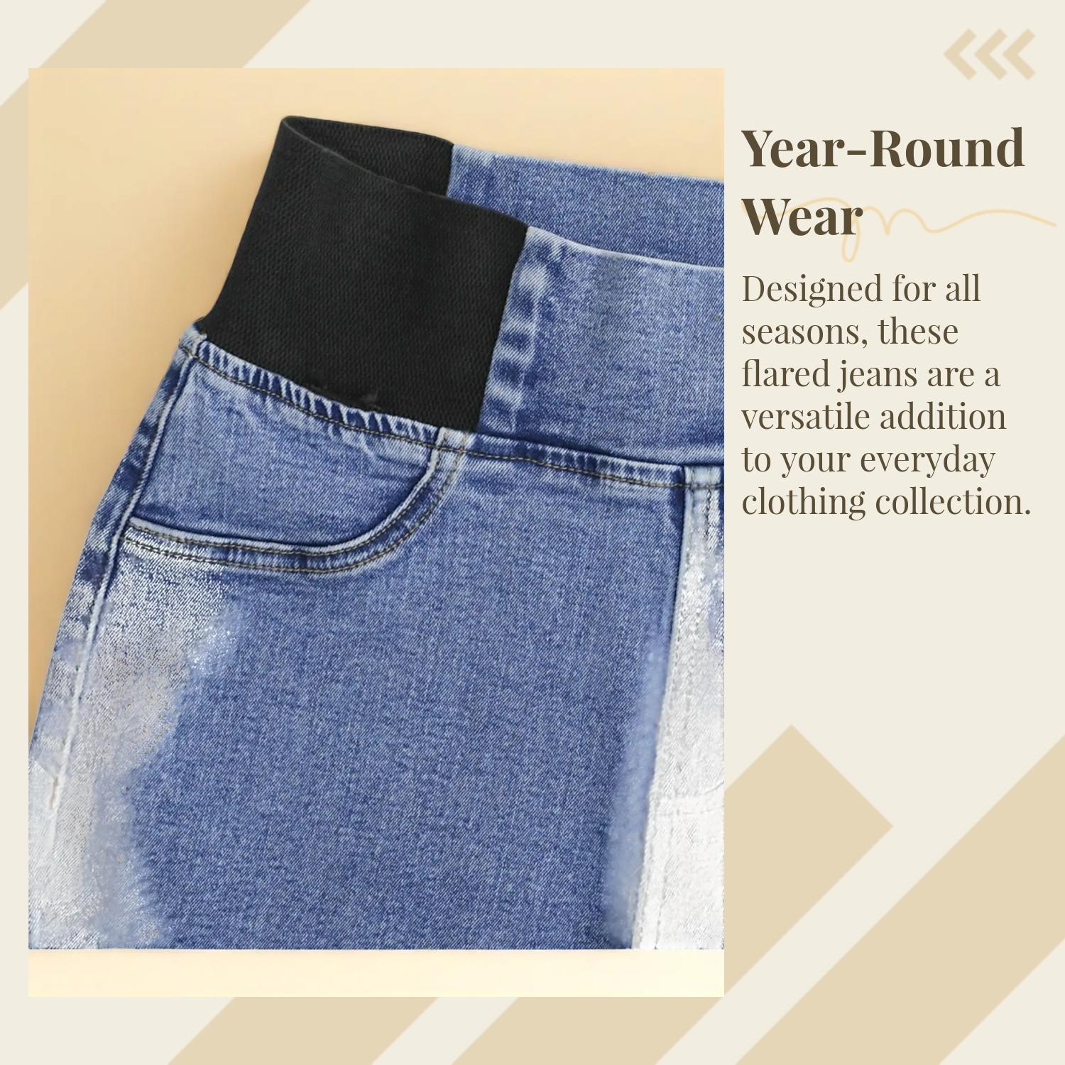 GILIPUR Y2K 2026 Women's Back Shirred Jeans,Mid-To-High Waist Elasticity Waist Flared Jeans,With Pockets,Light Blue Washing Process,Women's Bell-Bottoms Wide-Leg Jeans,Waist-Cinching Design,Yes Denim,Bootcut Jeans,Yess Denim,Red Boots Outfit Tiana,T-Chic