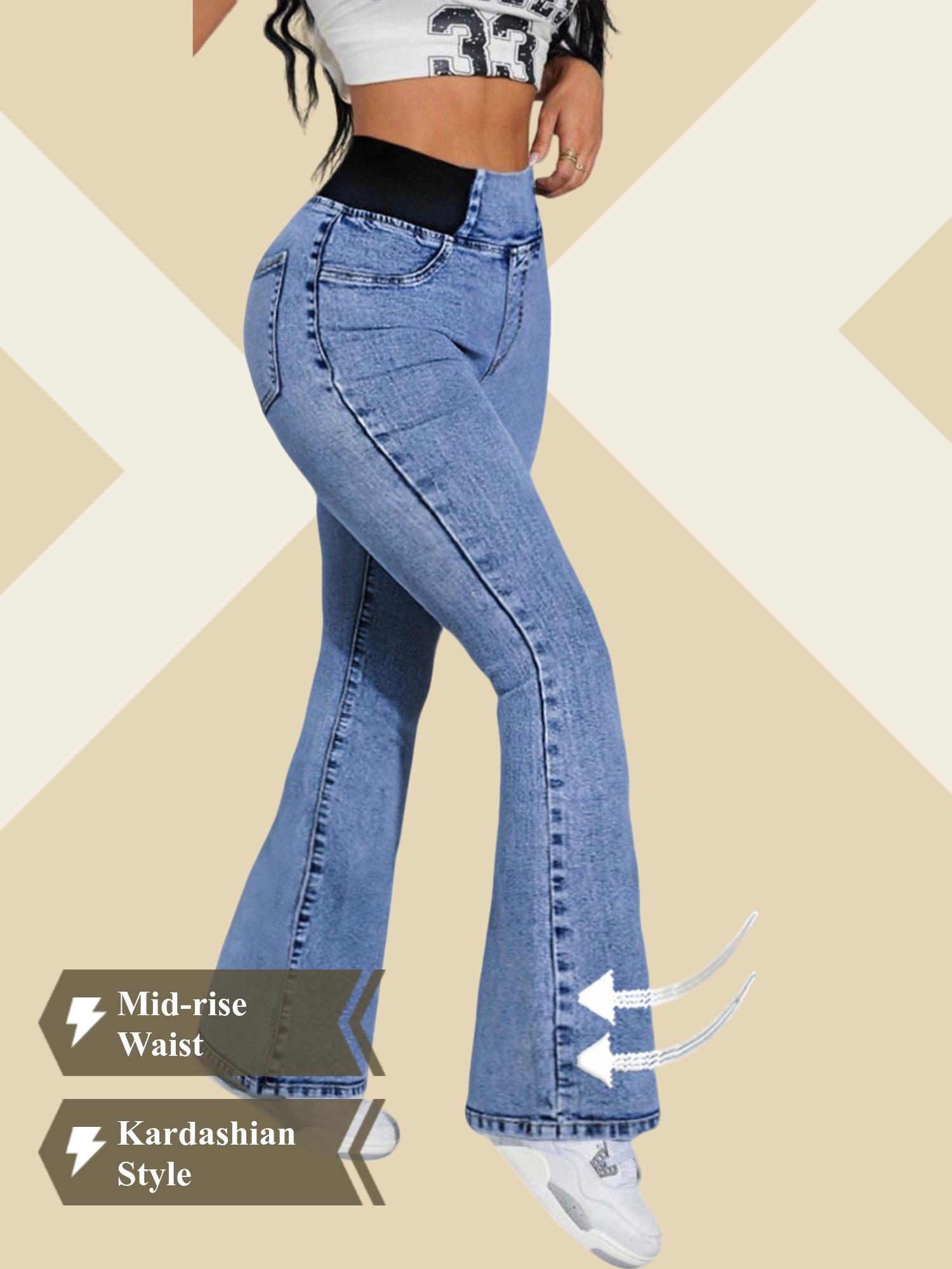 GILIPUR Y2K 2026 Women's Back Shirred Jeans,Mid-To-High Waist Elasticity Waist Flared Jeans,With Pockets,Light Blue Washing Process,Women's Bell-Bottoms Wide-Leg Jeans,Waist-Cinching Design,Yes Denim,Bootcut Jeans,Yess Denim,Red Boots Outfit Tiana,T-Chic