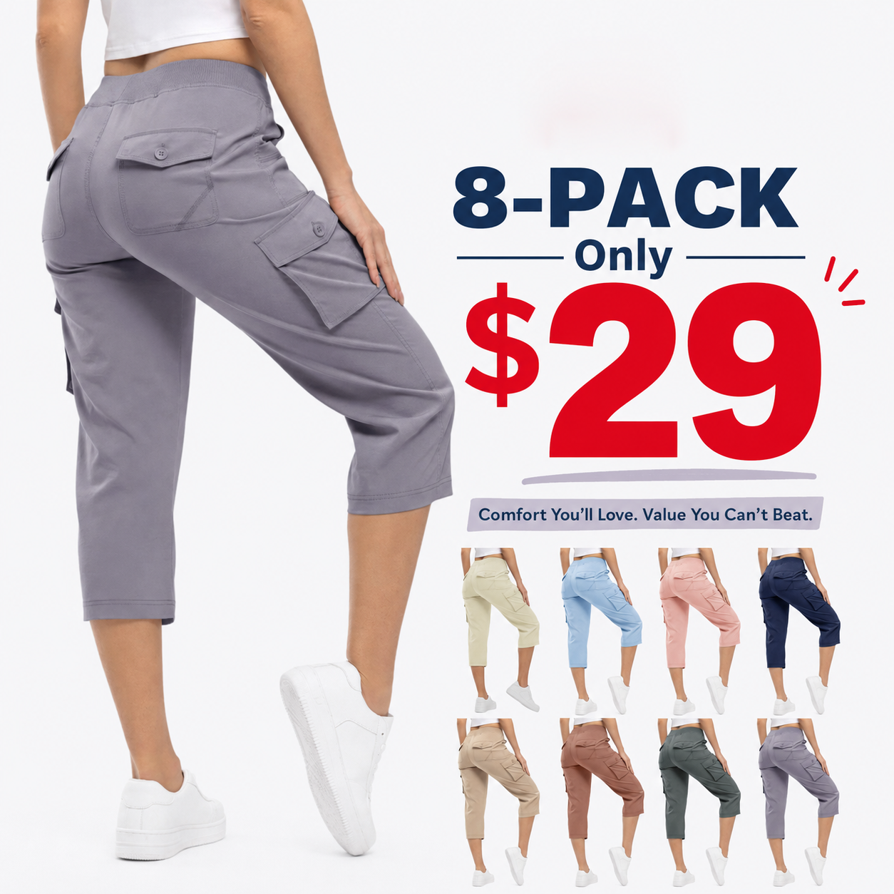 Women's Lightweight Hiking Capris: Quick-Dry 6 Pockets, Loose Fit2