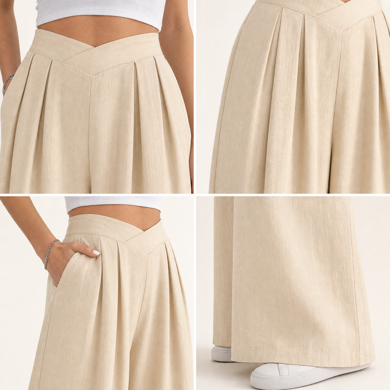 ?Summer Hot Sale ?10 Pack Only $24?Women's High Waist Pleated Wide Leg Pants