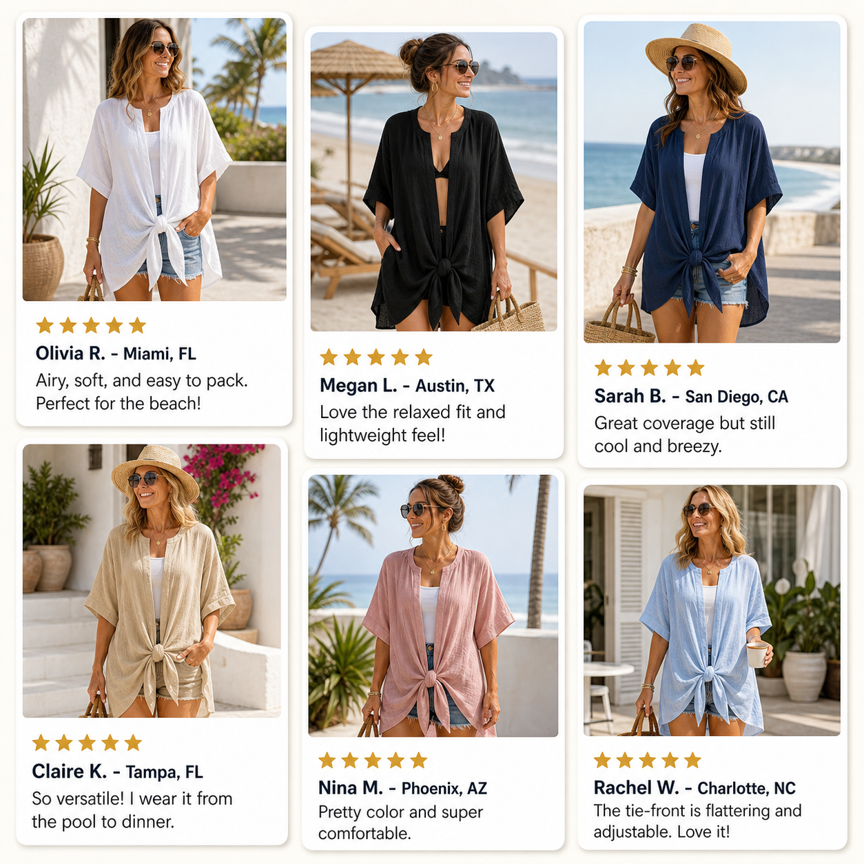 Summer Hot Sale?10 Pack for $24?Women's Linen Tie-Front Resort Tunic