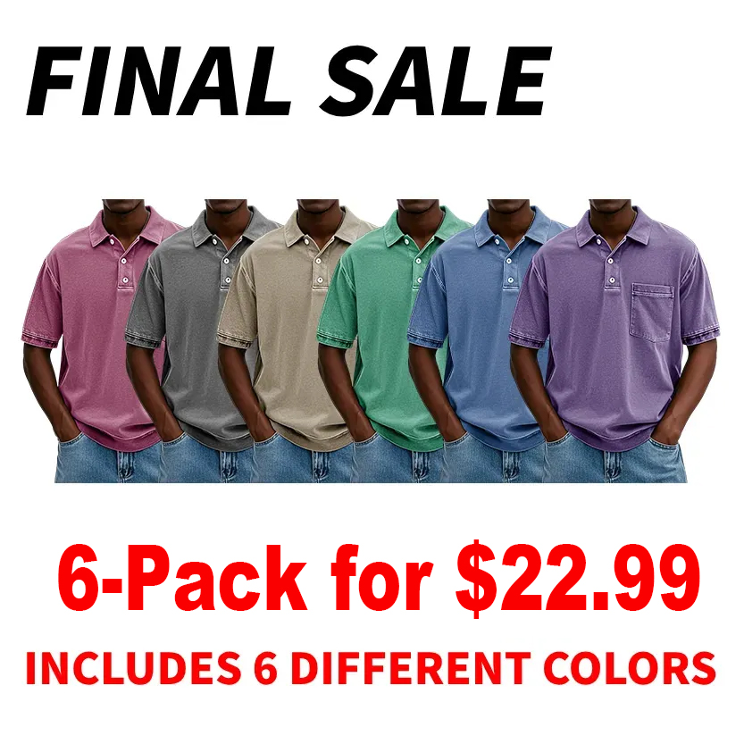 10-Pack Men's Retro Pocket Polo Shirts $26.99