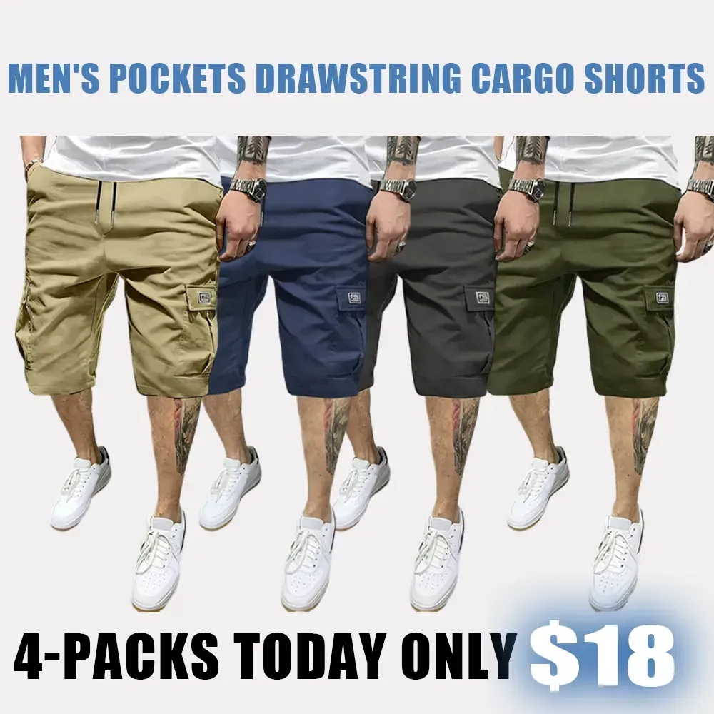 Men's Pockets Drawstring Cargo Shorts