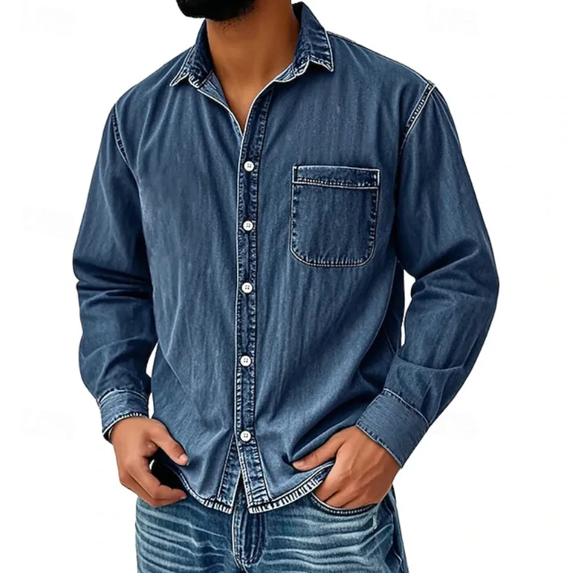 10 pack for $32.99 – Men's Vintage Washed Cotton Denim Shirt