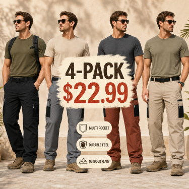 12-Pack Men's Contrast Pocket Cargo Pants $38