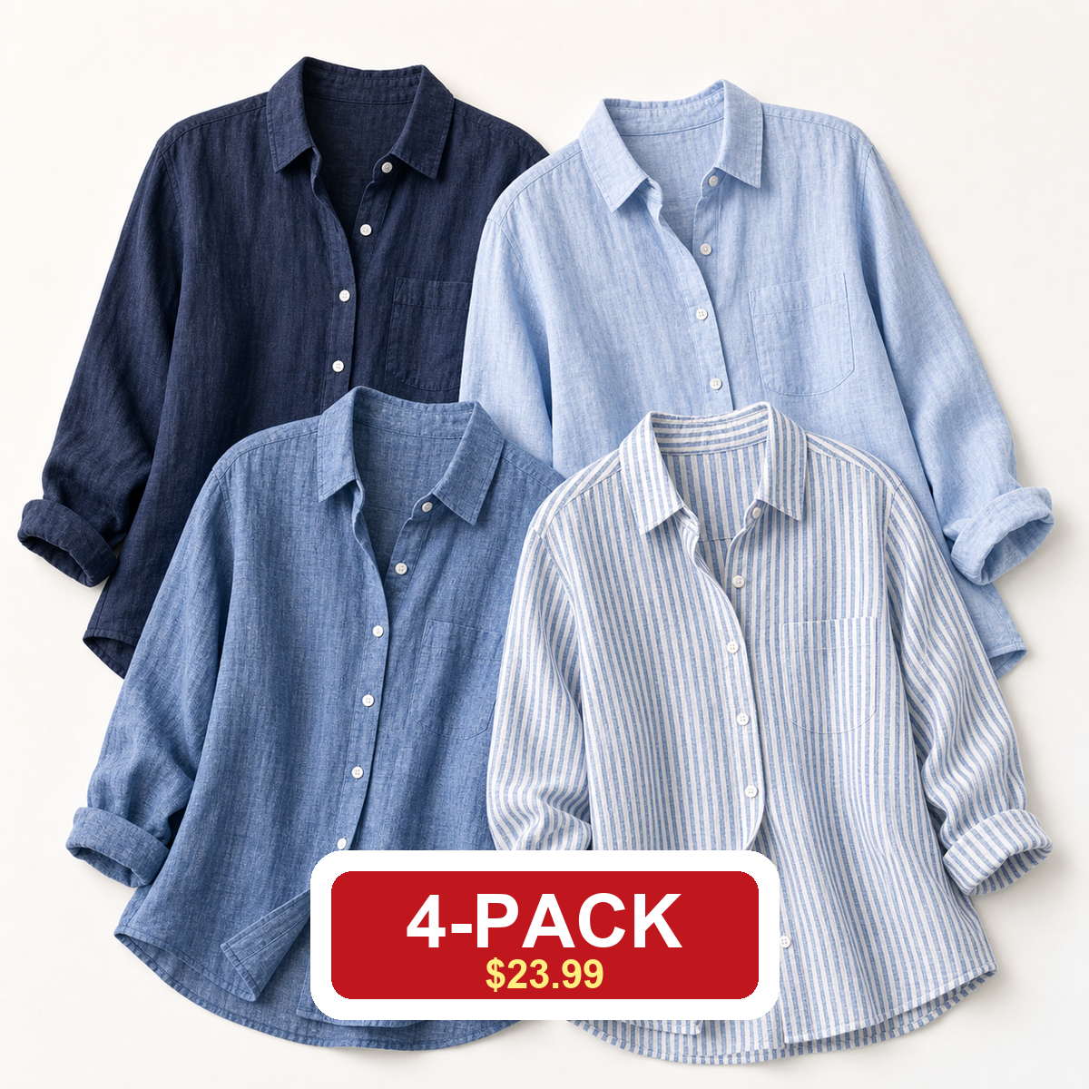 12-Pack Women's Lightweight Linen Shirts $39.99