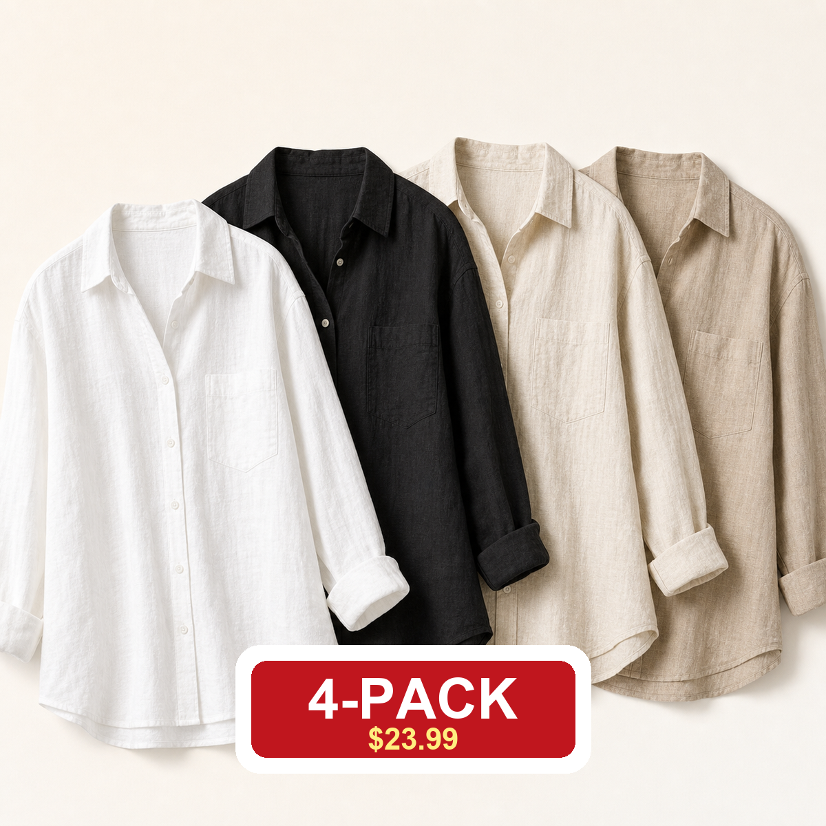 12-Pack Women's Lightweight Linen Shirts $39.99