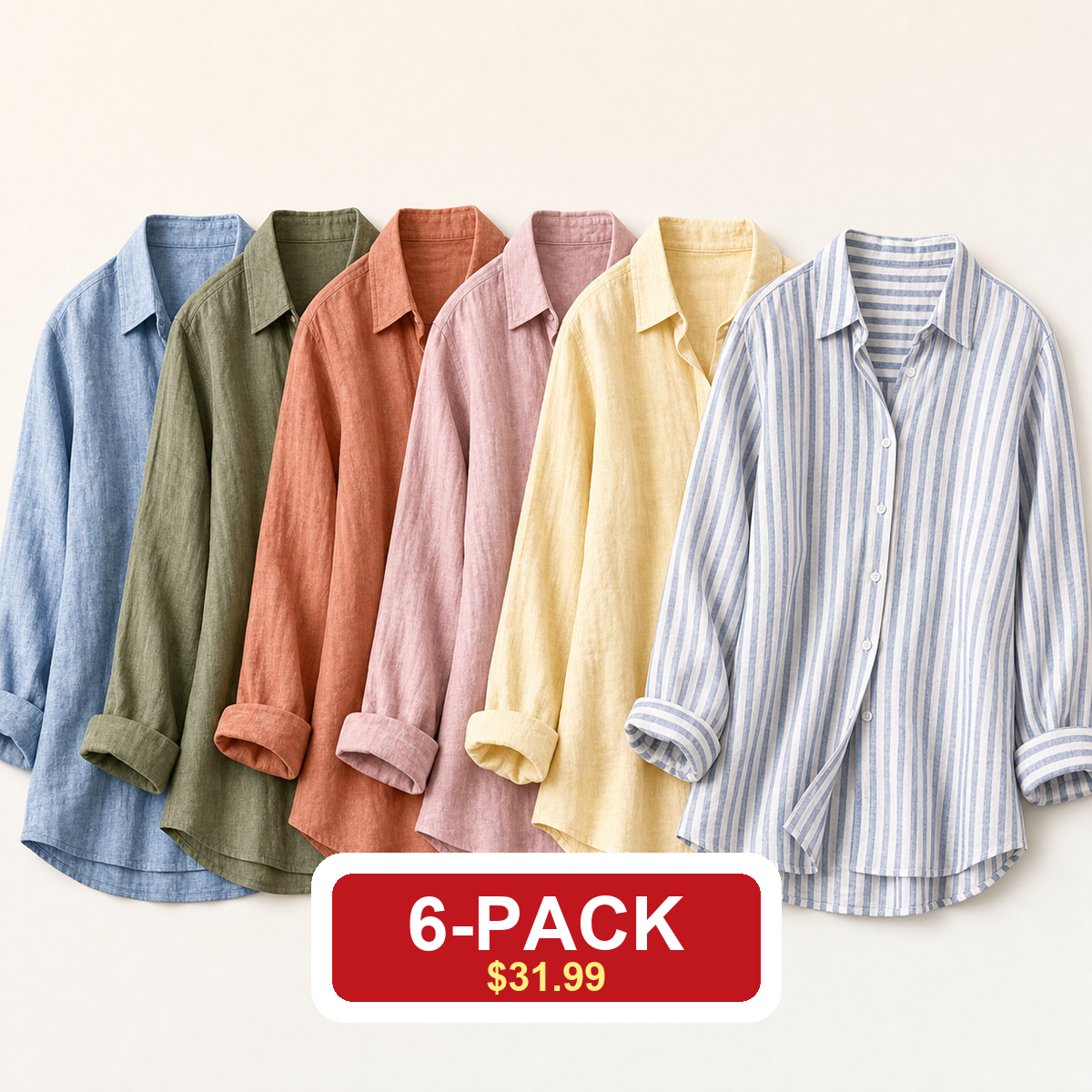 12-Pack Women's Lightweight Linen Shirts $39.99
