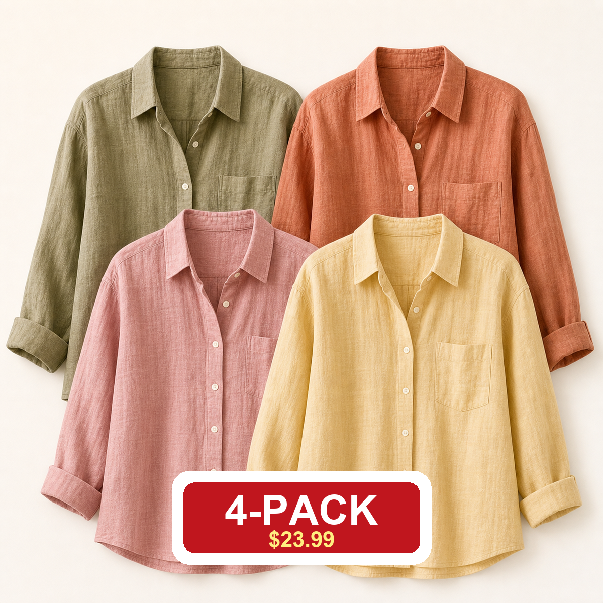 12-Pack Women's Lightweight Linen Shirts $39.99