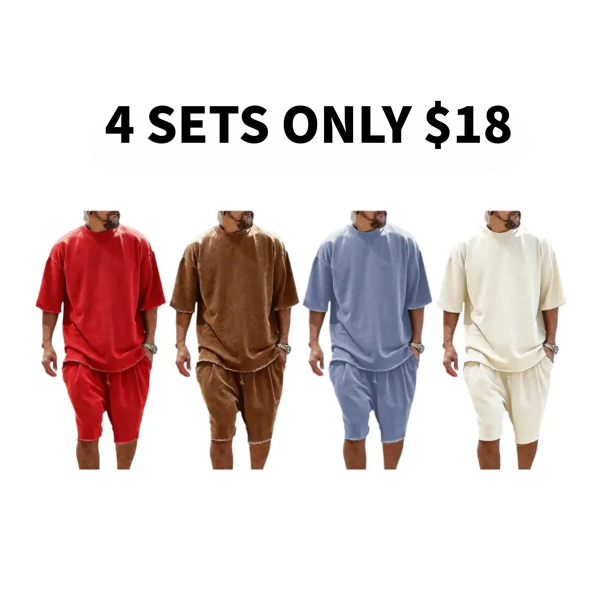 Men's Oversized Frayed Edge T-Shirt & Shorts 2-Piece Casual Set