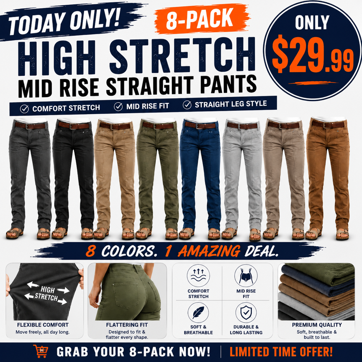 ⚡FINAL SALE⚡- Women’s High Stretch Mid Rise Pants