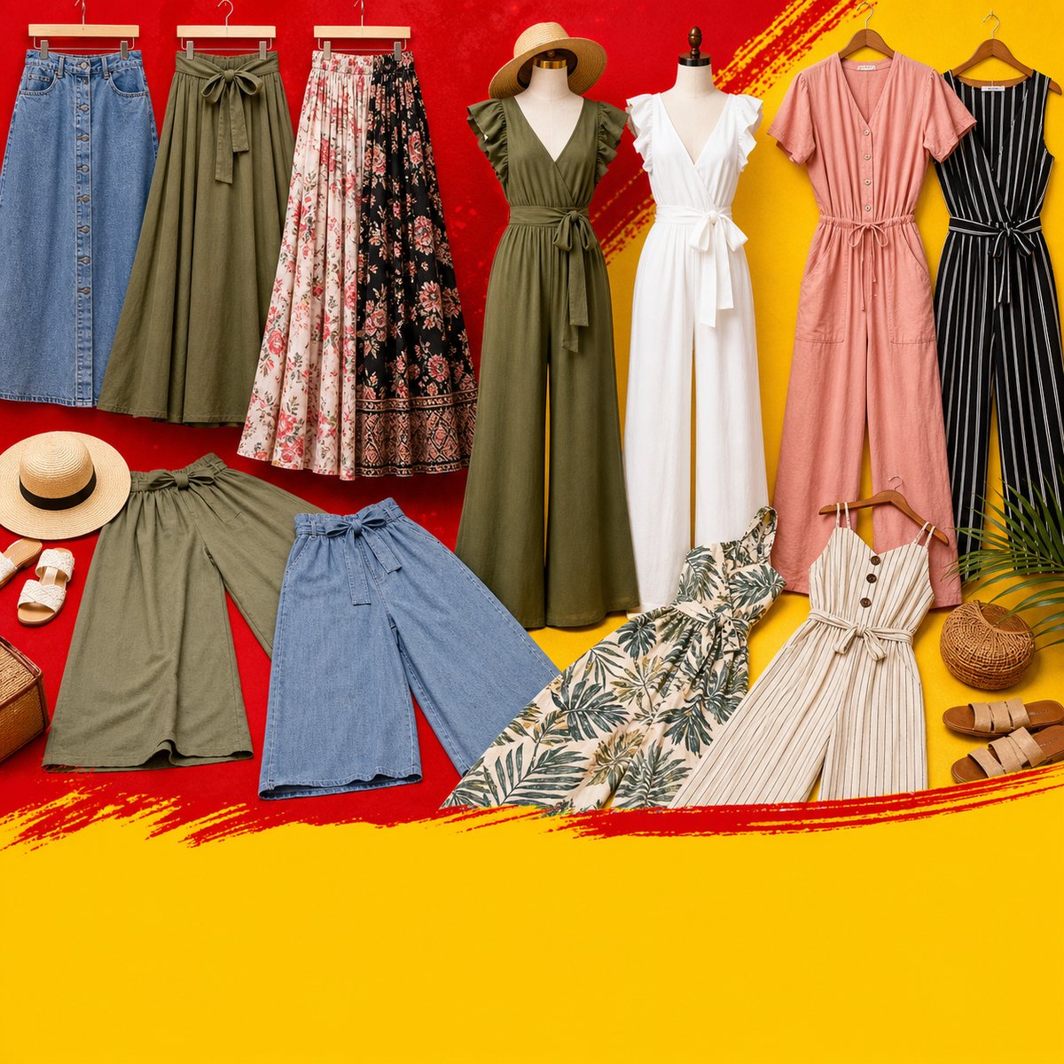 Skirts and jumpsuits category poster