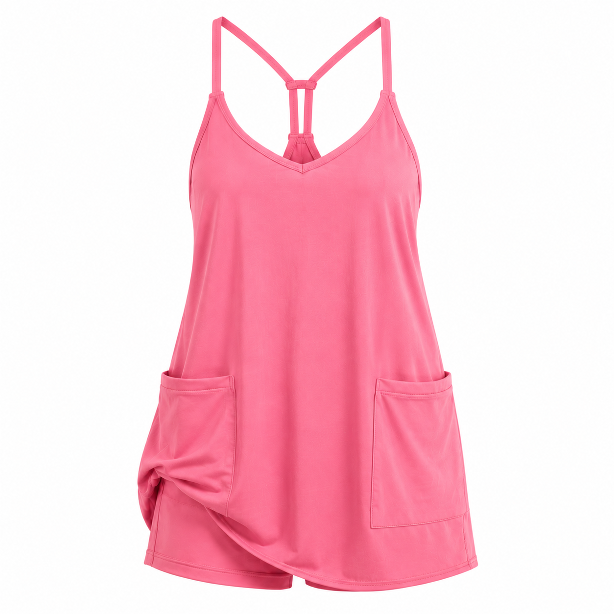 Flash Sale Women's Sleeveless V-Neck Athletic Mini Dress with Built-In Shorts and Pockets - white_bg
