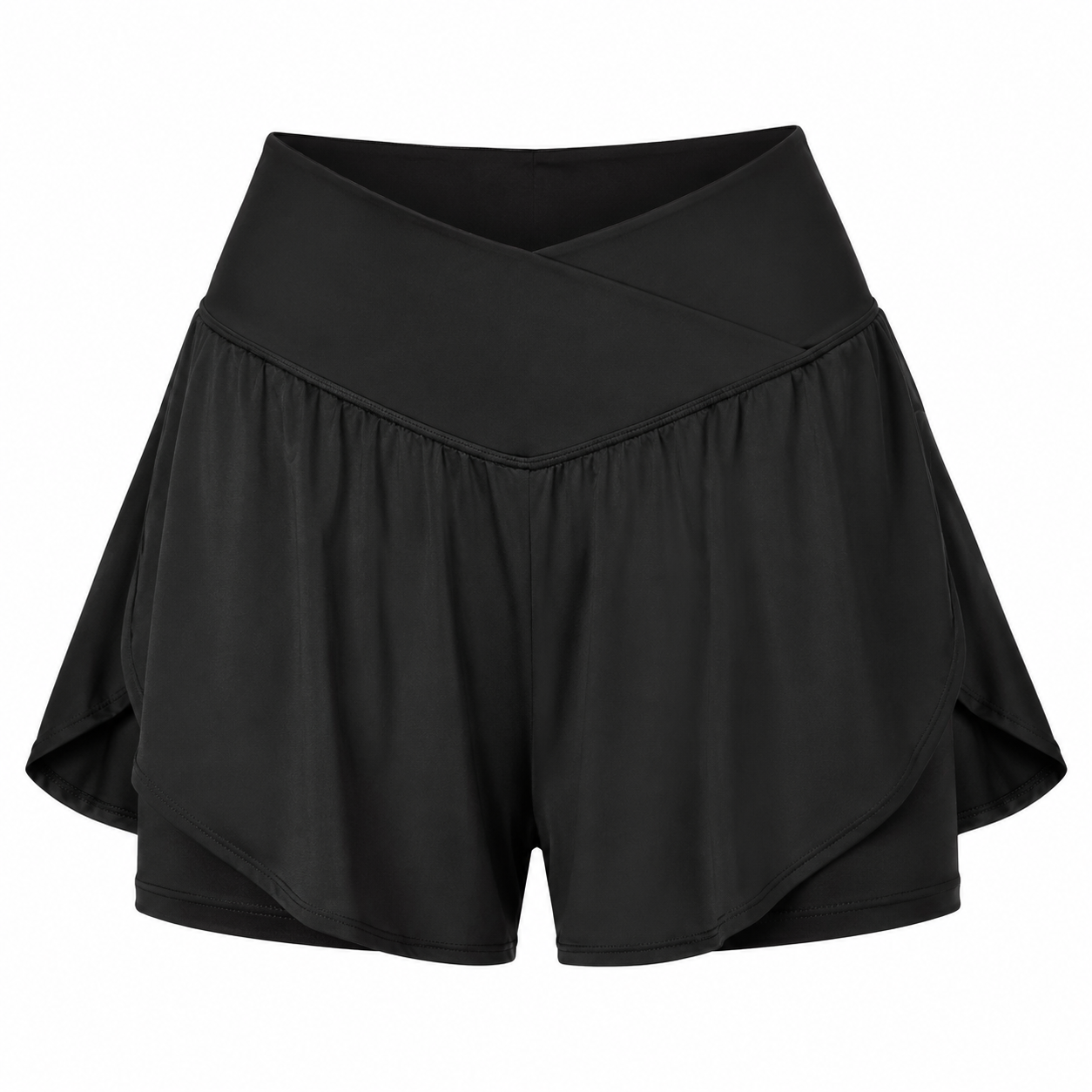 Flash Sale Women's 2-in-1 Flowy Crossover Athletic Running Shorts with Pockets 8 Pack - white_bg