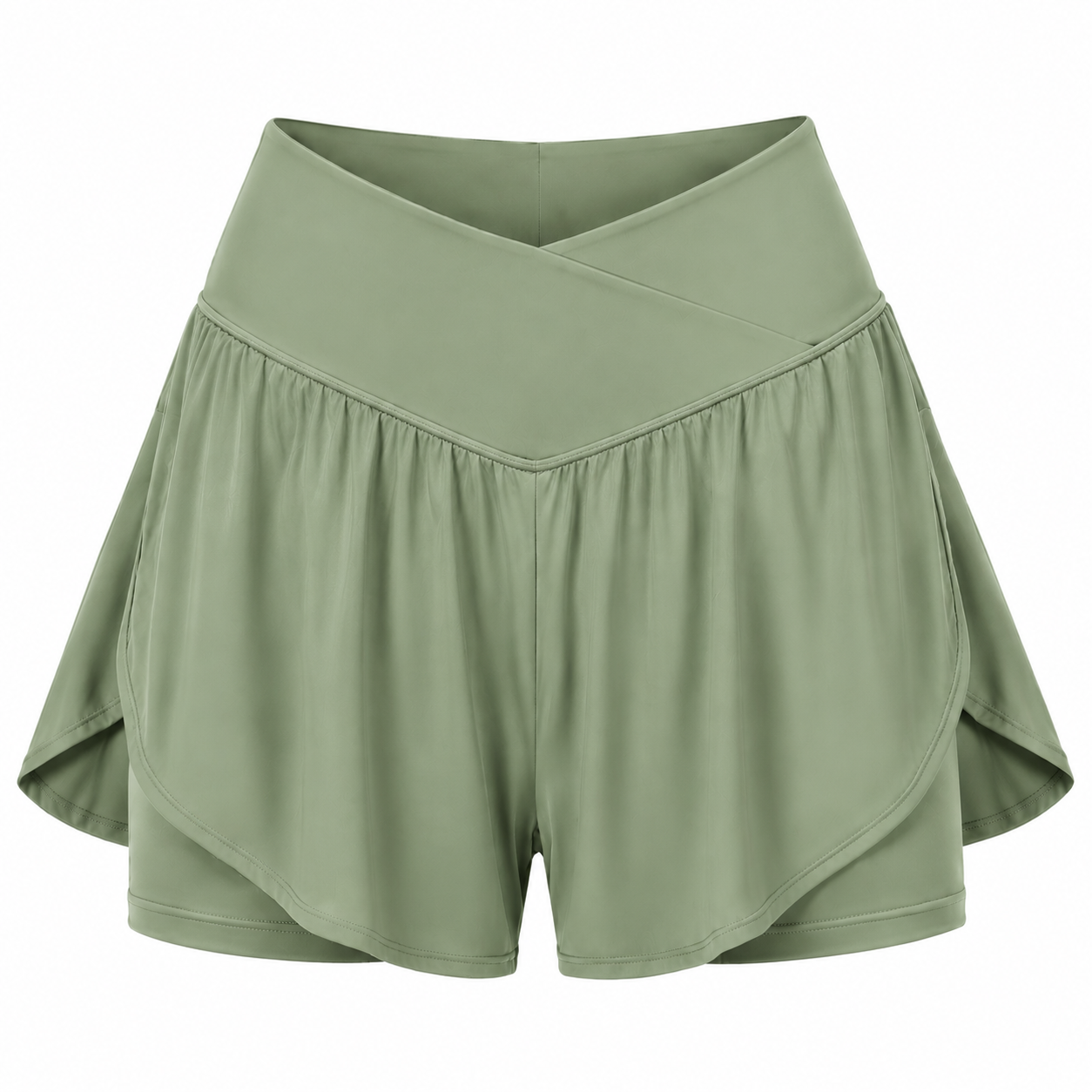 Flash Sale Women's 2-in-1 Flowy Crossover Athletic Running Shorts with Pockets 8 Pack - white_bg