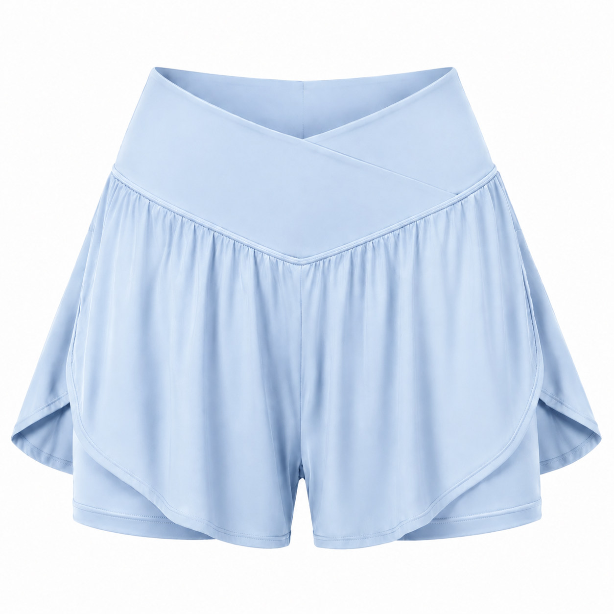Flash Sale Women's 2-in-1 Flowy Crossover Athletic Running Shorts with Pockets 8 Pack - white_bg