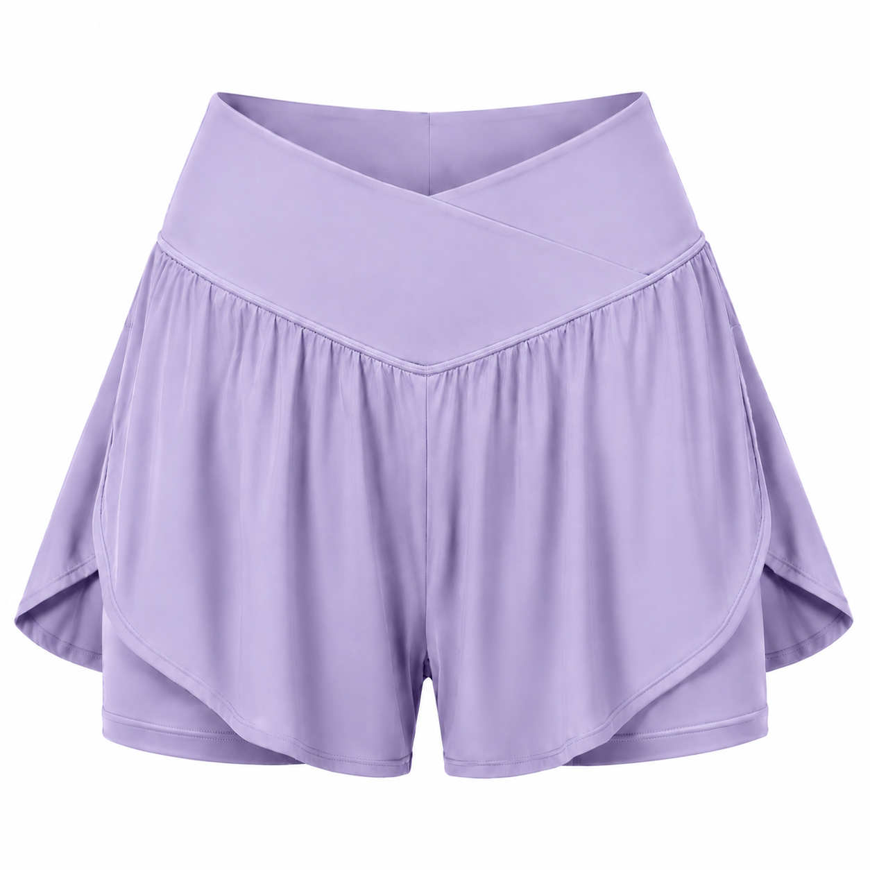 Flash Sale Women's 2-in-1 Flowy Crossover Athletic Running Shorts with Pockets 8 Pack - white_bg