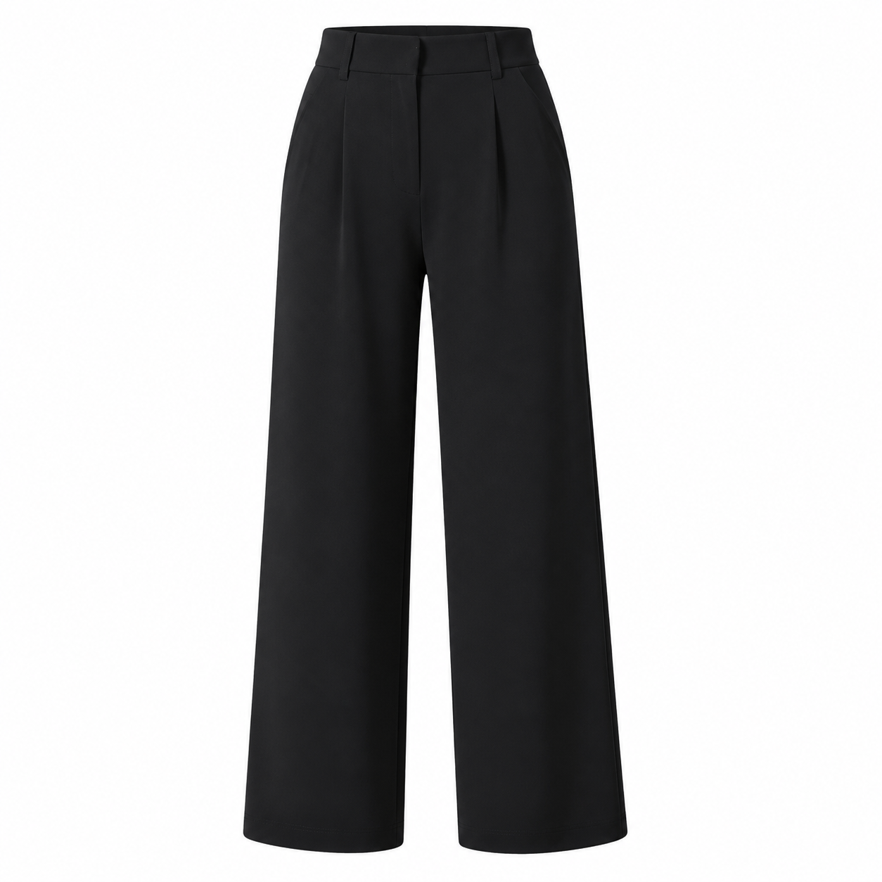 Flash Sale Women's High Waisted Straight Leg Work Pants with Side Pockets - white_bg