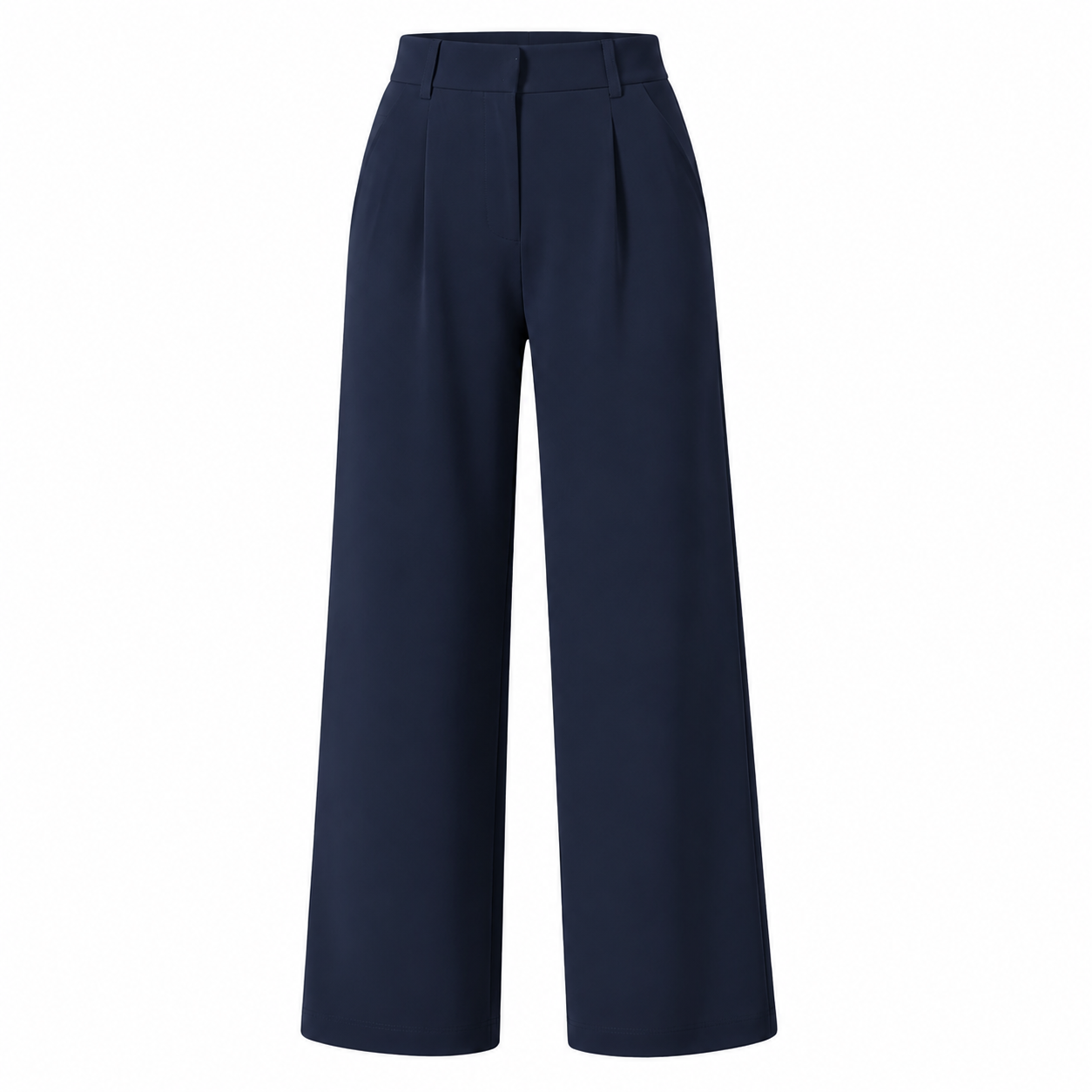 Flash Sale Women's High Waisted Straight Leg Work Pants with Side Pockets - white_bg