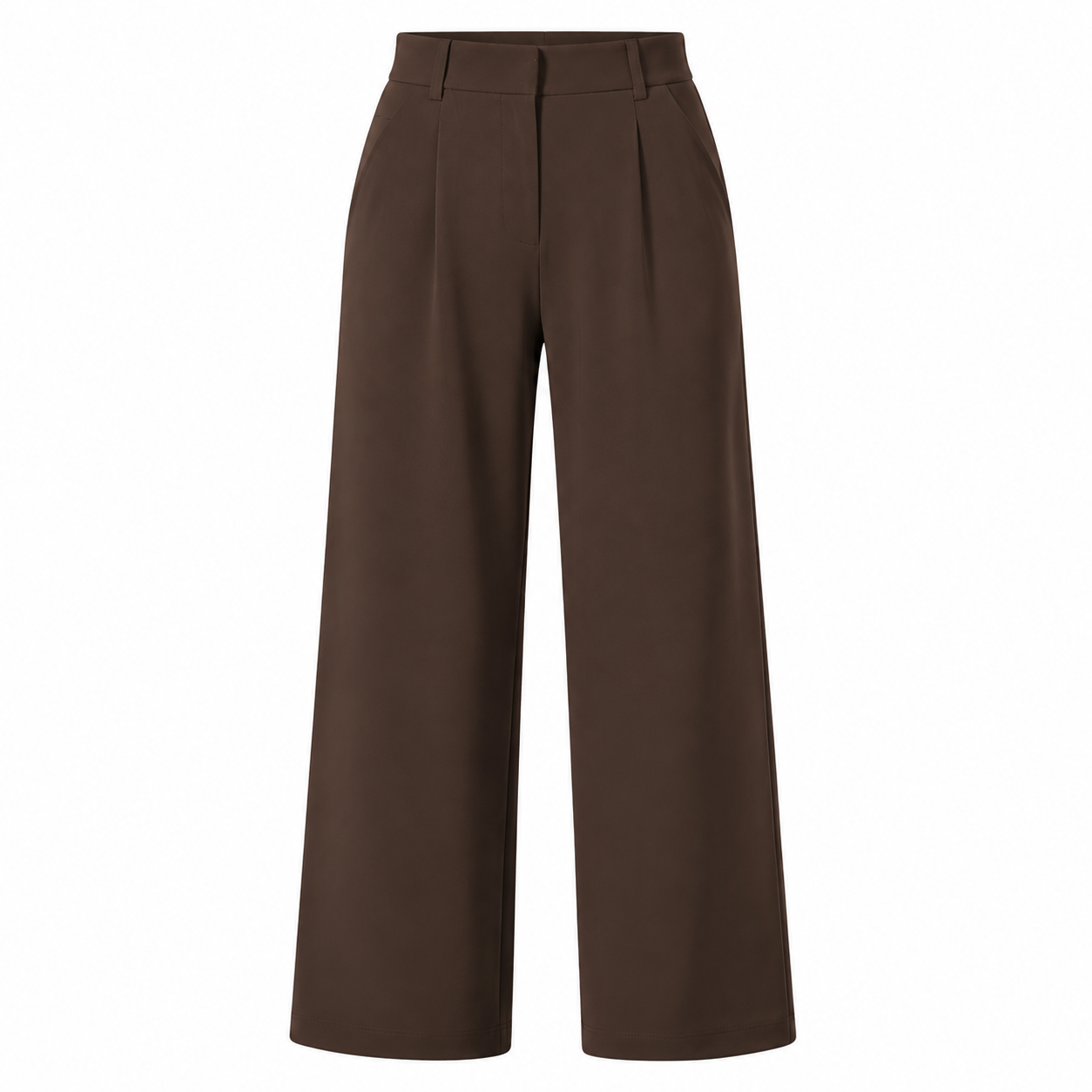Flash Sale Women's High Waisted Straight Leg Work Pants with Side Pockets - white_bg