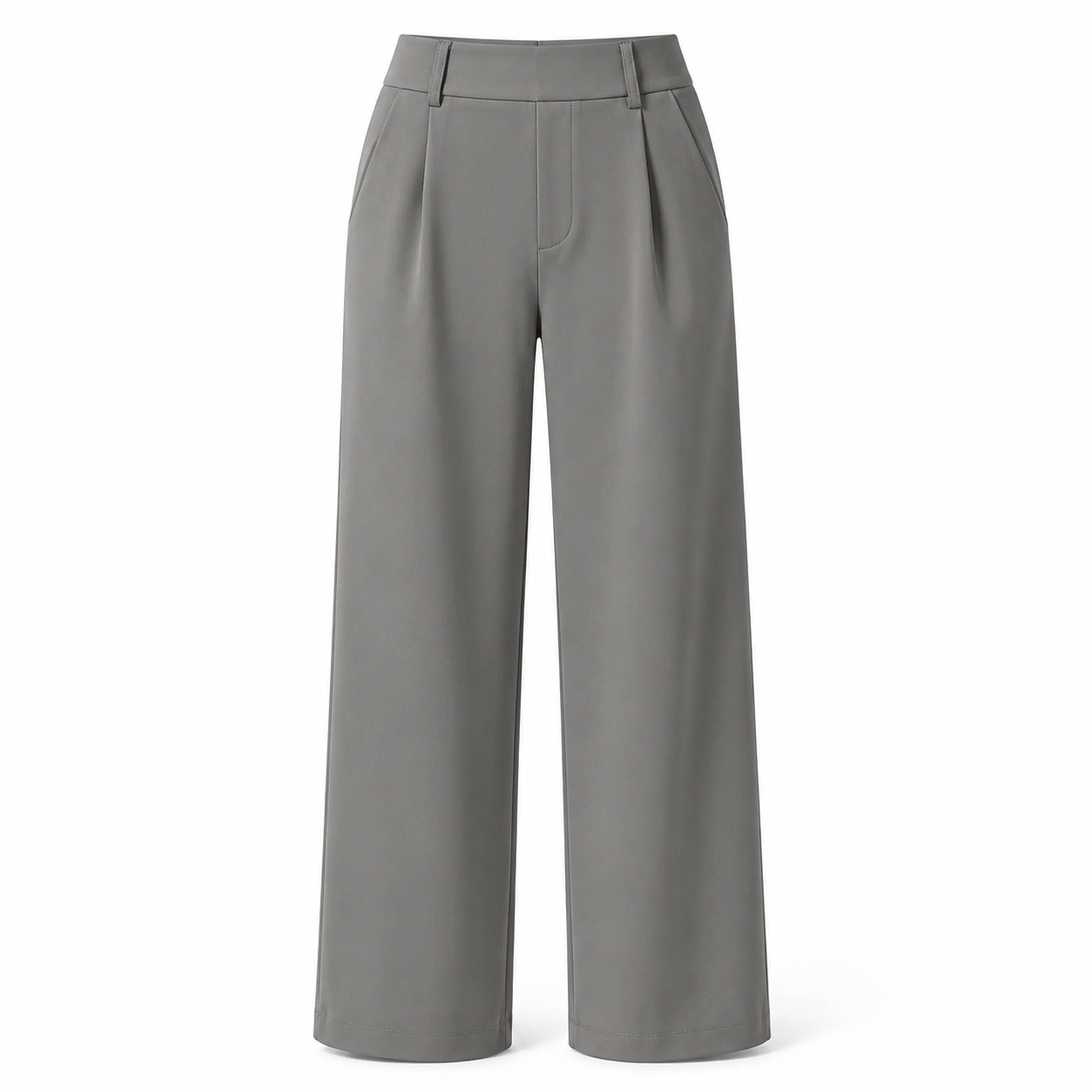 Flash Sale Women's High Waisted Straight Leg Work Pants with Side Pockets - white_bg