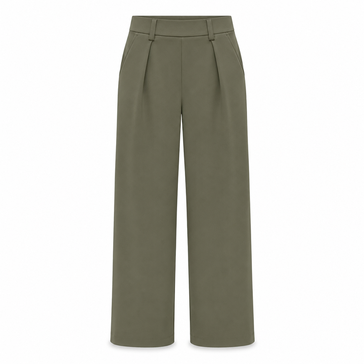 Flash Sale Women's High Waisted Straight Leg Work Pants with Side Pockets - white_bg