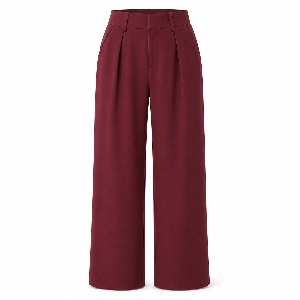 Flash Sale Women's High Waisted Straight Leg Work Pants with Side Pockets - white_bg