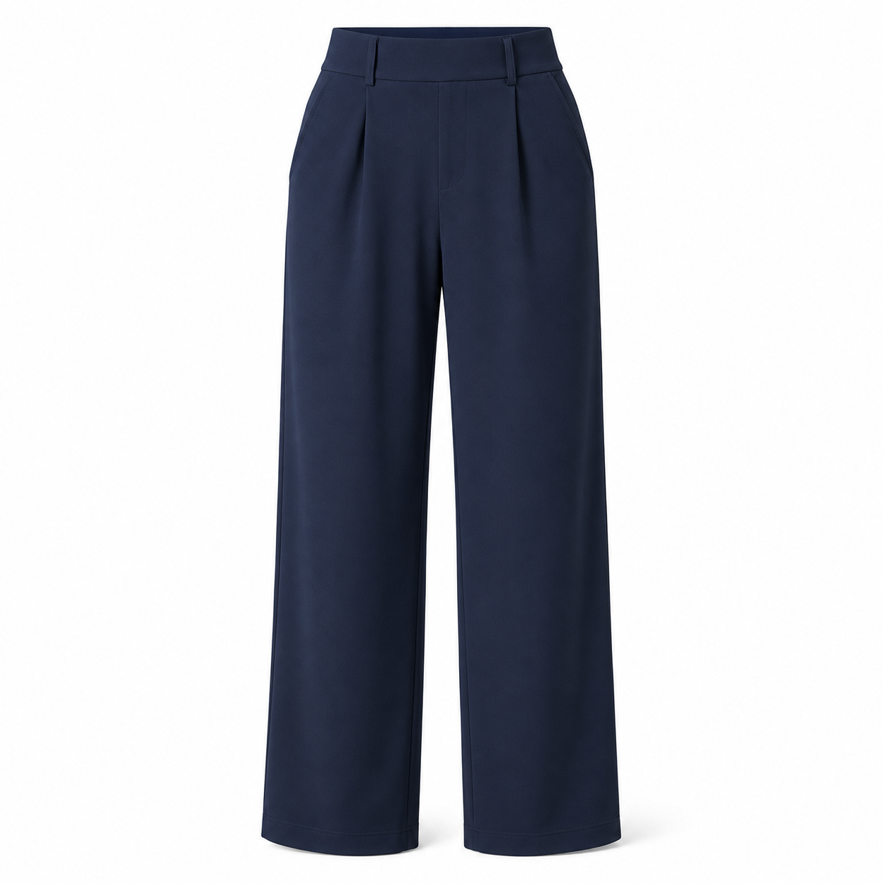 Flash Sale Women's High Waisted Straight Leg Work Pants with Side Pockets - white_bg