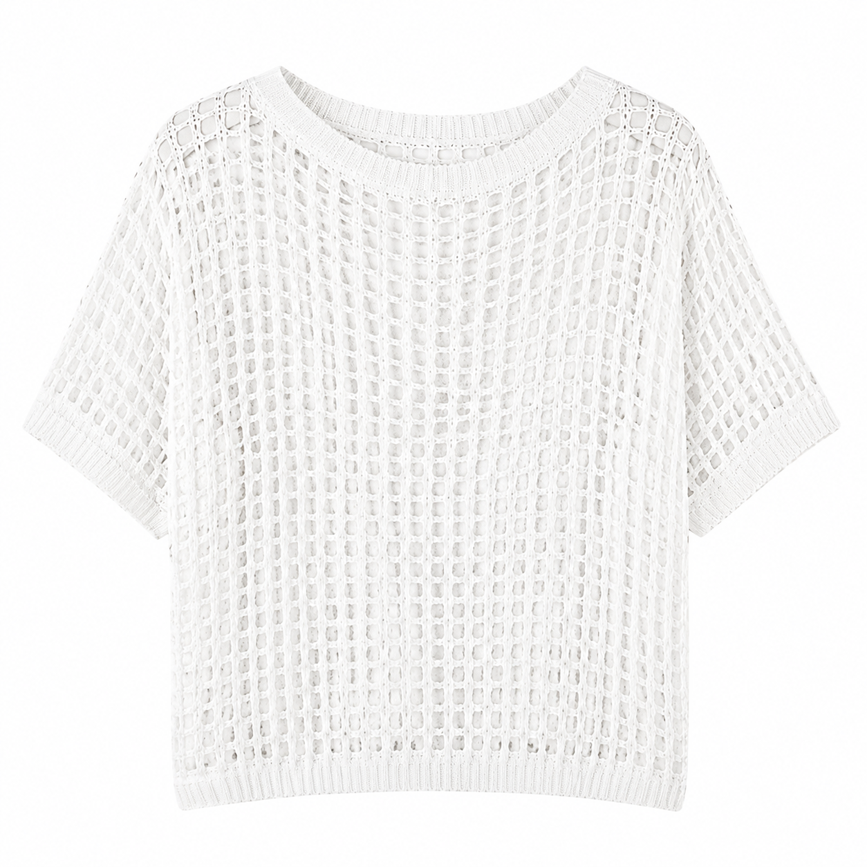 Flash Sale Women's Summer Scoop Neck Crochet Hollow-Out Knit Beach Coverup Top 8 Pack - white_bg