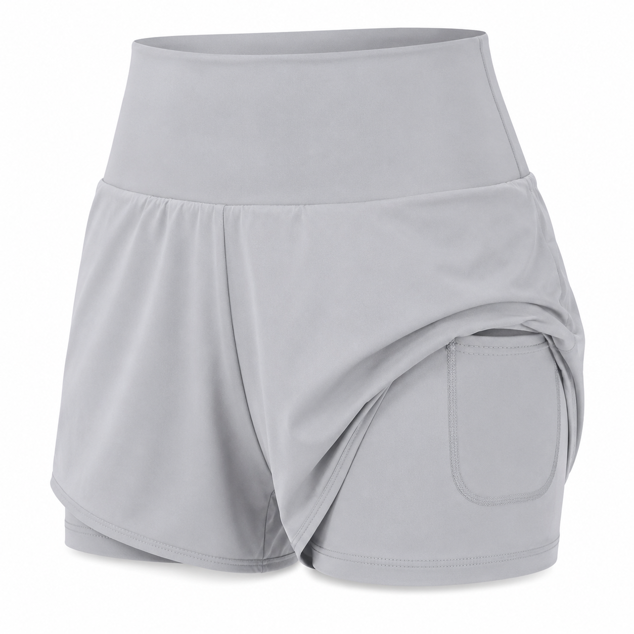 Flash Sale Women's 2 In 1 Pocket High Waist Sports Shorts, Casual Comfy High Stretch Yoga Bottoms For Gym Workout Running, Summer Clothes Women, Ladies Summer Sportswear, Fitness Yoga Shorts, Athleisure Gym Shorts 8 Pack - white_bg