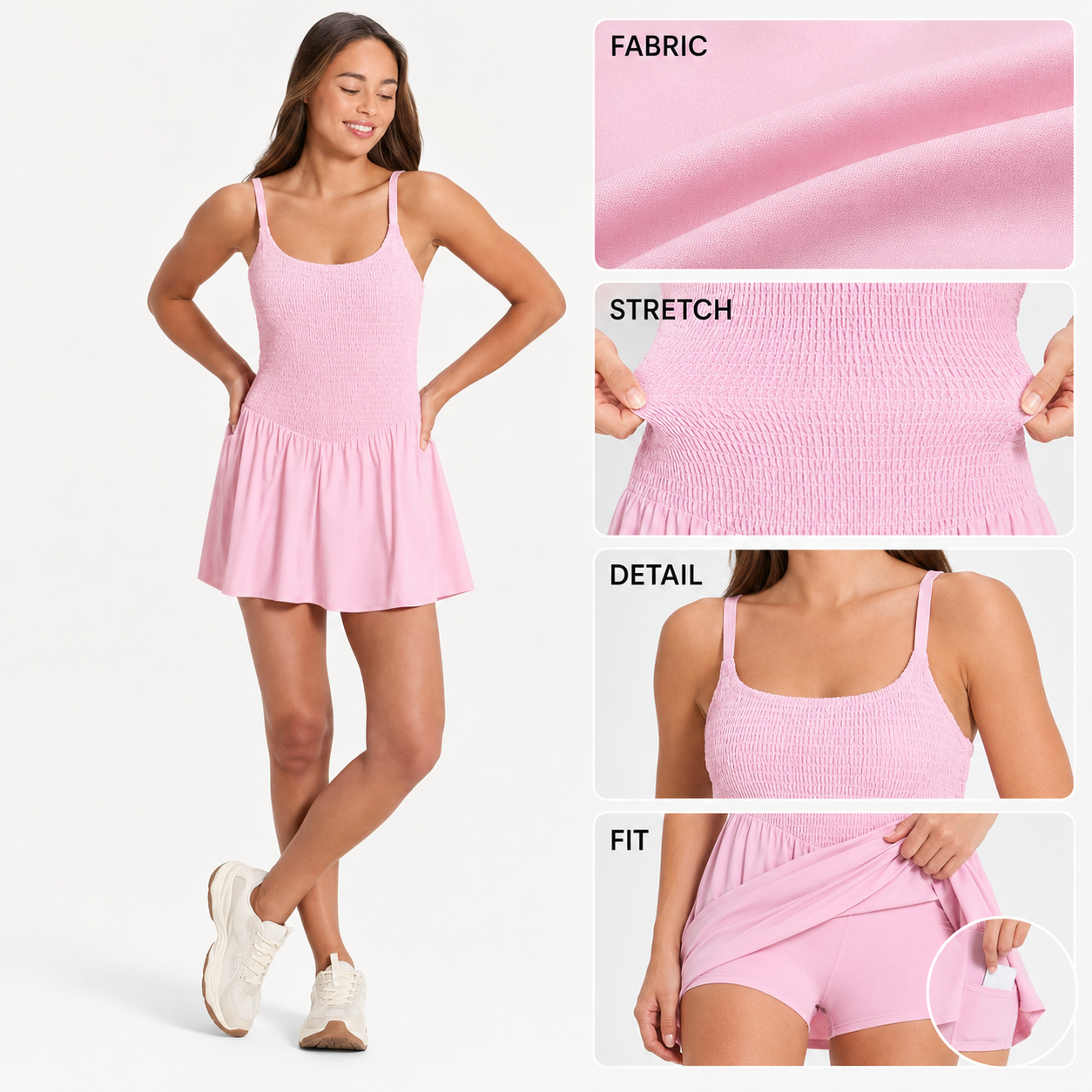 Flash Sale Women's Drop Waist Smocked Active Dress 8 Pack - 2332 p002 04 material