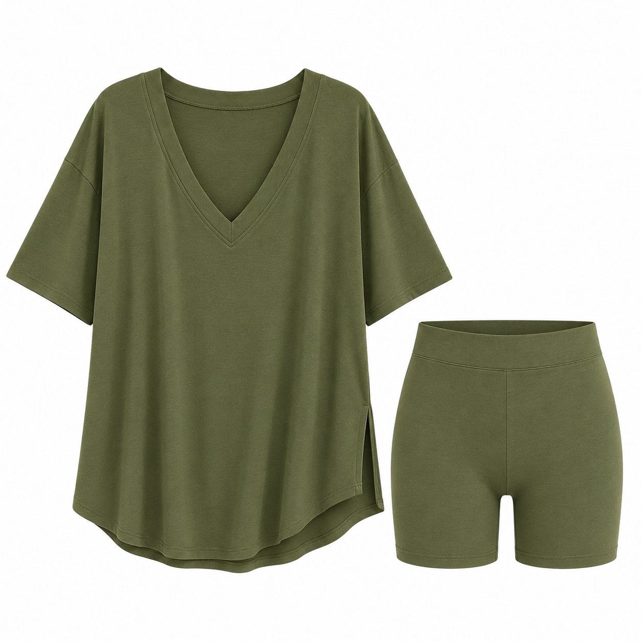 Flash Sale V-Neck Two-Piece Pajama Lounge Set with Biker Shorts 8 Pack - 2332 p005 12 white bg