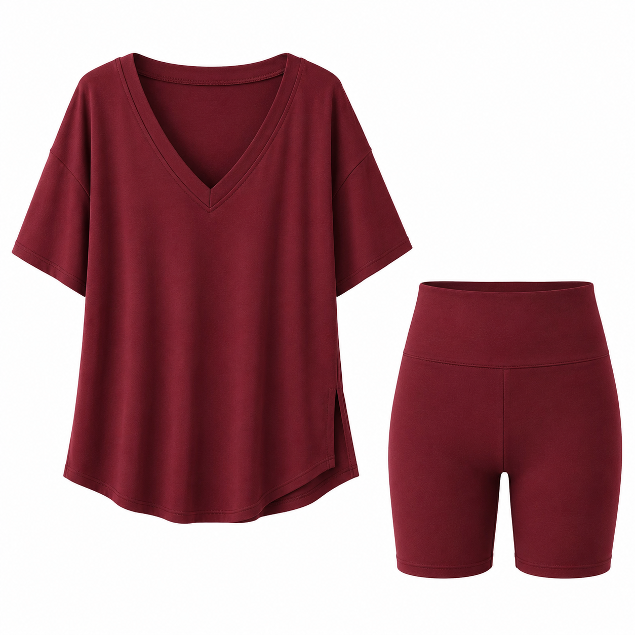 Flash Sale V-Neck Two-Piece Pajama Lounge Set with Biker Shorts 8 Pack - 2332 p005 15 white bg
