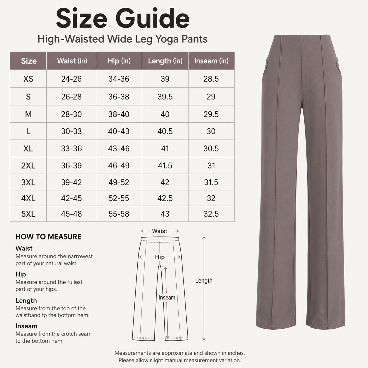 Flash Sale G4Free Wide Leg Pants for Women High Waisted Soft Stretchy with Pockets 8 Pack - size_chart