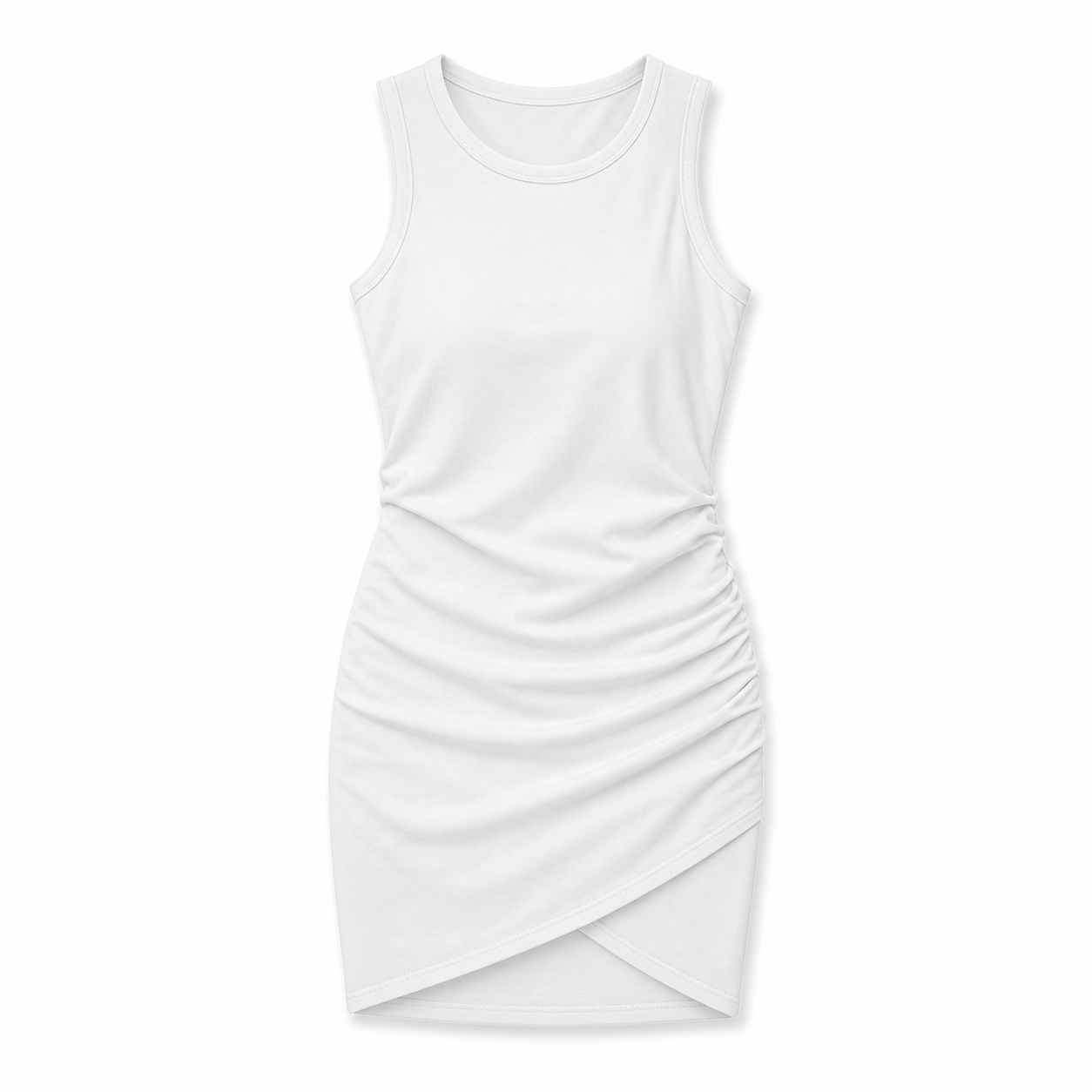 Flash Sale Women's Plain Ruched Wrap Tank Sundress 8 Pack - white_bg_white