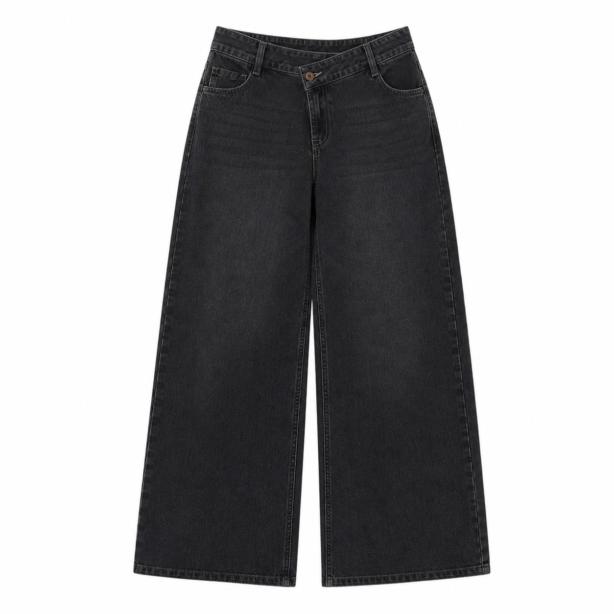 Flash Sale Flex Asymmetric Low Rise Zipper Pockets Baggy Wide Leg Washed Casual Jeans 8 Pack - white_bg_deep_ink_black_denim