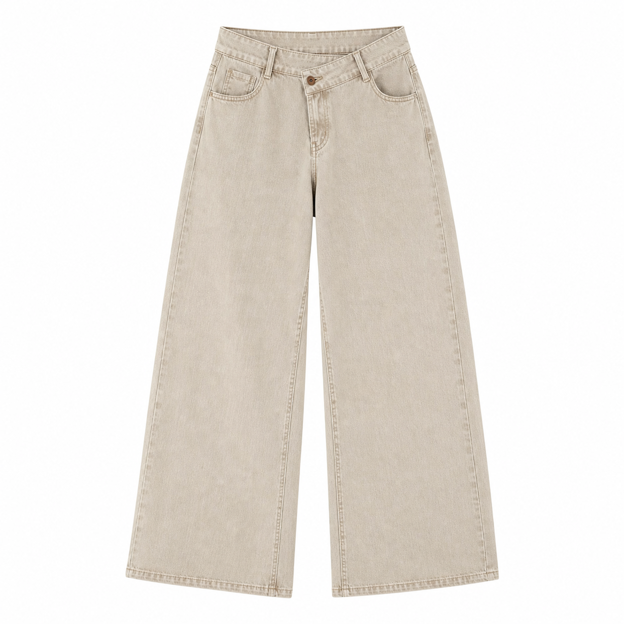 Flash Sale Flex Asymmetric Low Rise Zipper Pockets Baggy Wide Leg Washed Casual Jeans 8 Pack - white_bg_beige_denim