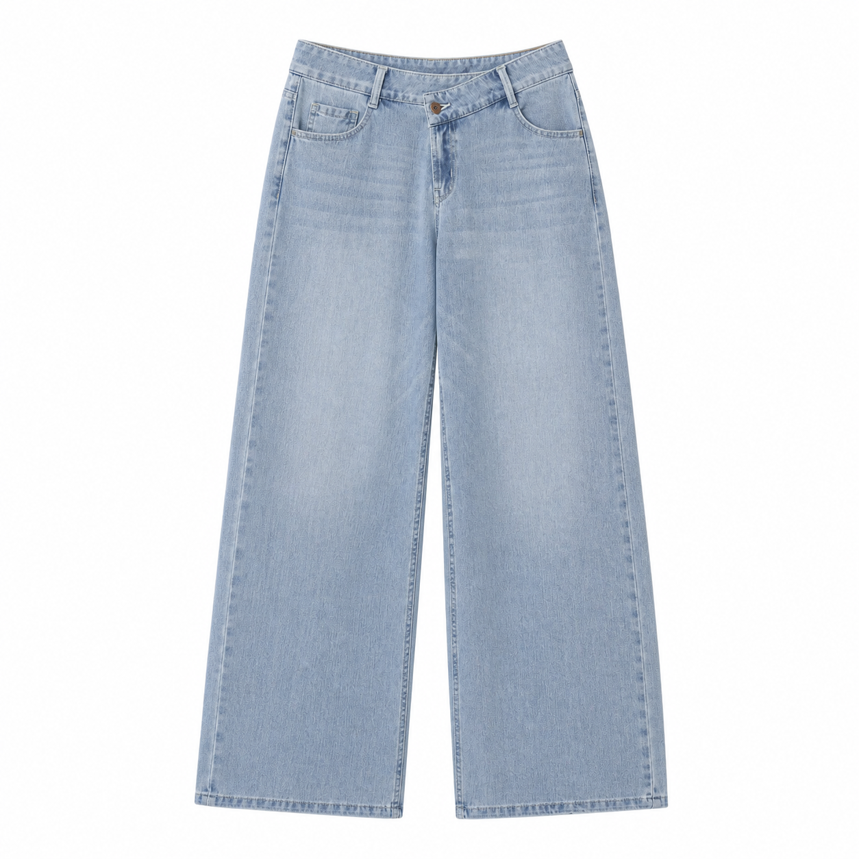 Flash Sale Flex Asymmetric Low Rise Zipper Pockets Baggy Wide Leg Washed Casual Jeans 8 Pack - white_bg_paint_blue_denim