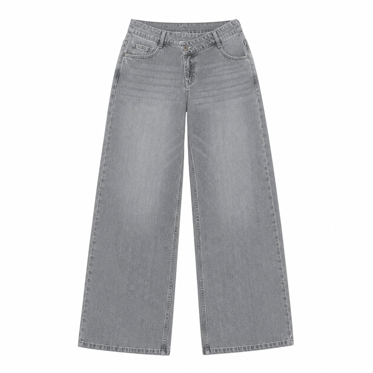 Flash Sale Flex Asymmetric Low Rise Zipper Pockets Baggy Wide Leg Washed Casual Jeans 8 Pack - white_bg_cool_gray_denim